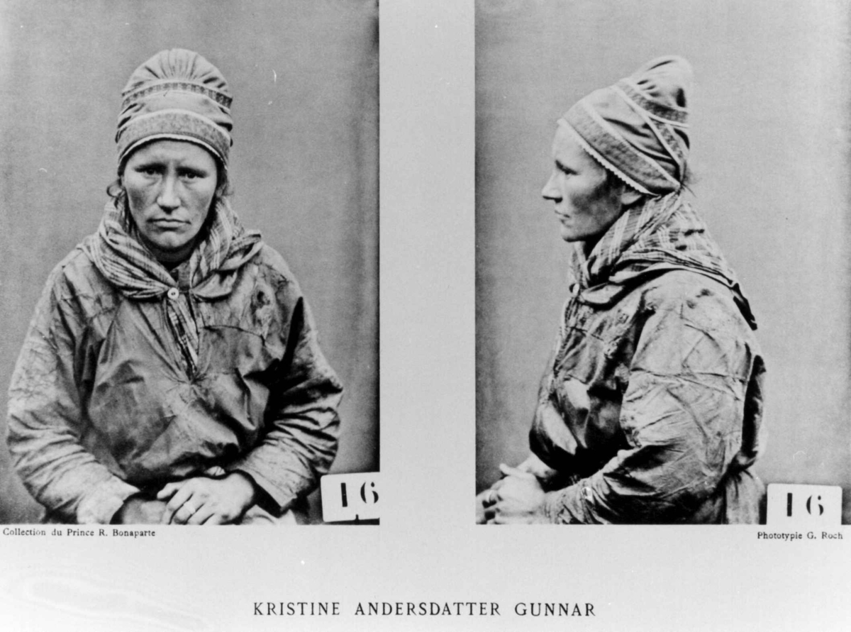 G. Roche, Roland Bonaparte sin samling. Portrett av Kristina Andersdotter Gunnare. Inngår i Bonapartes sameportretter som nr. 16. Bonaparte