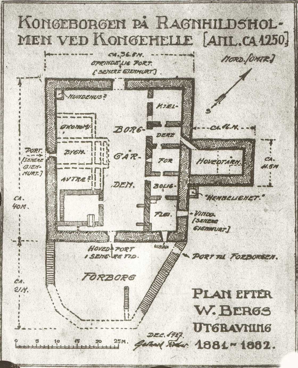 Tom Kent, Bilde av tegning over Kongeborgen på Ragnhildsholmen ved Kongshelle.