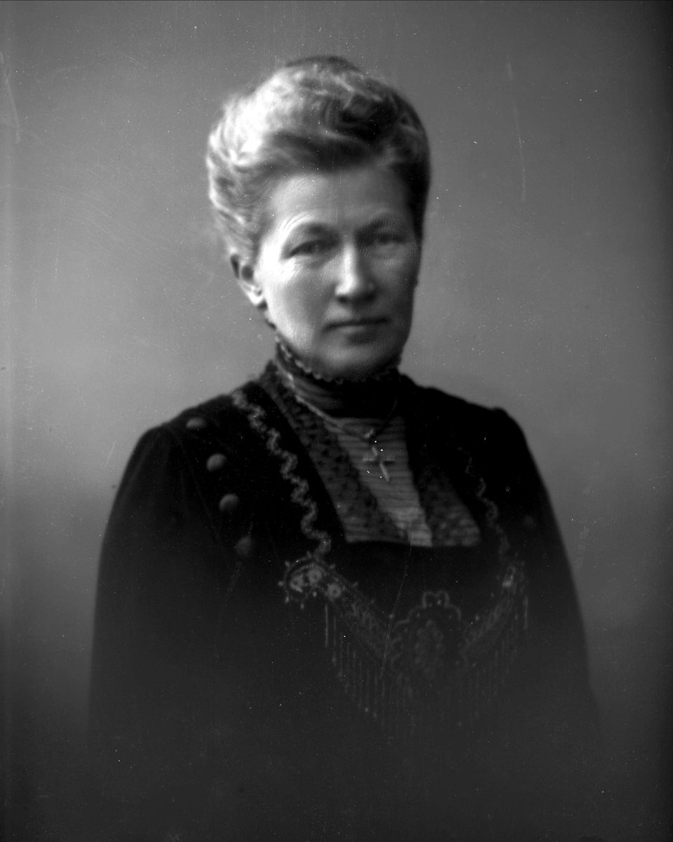 Gustav Borgen, Portrett, kvinne i svart kjole. Fru generalinne Lund.
