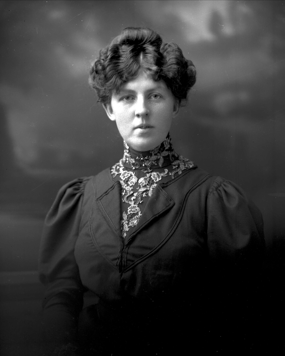 Gustav Borgen, Portrett, kvinne i mørk drakt. Constance f. Lampe, g. Bülow-Hansen.