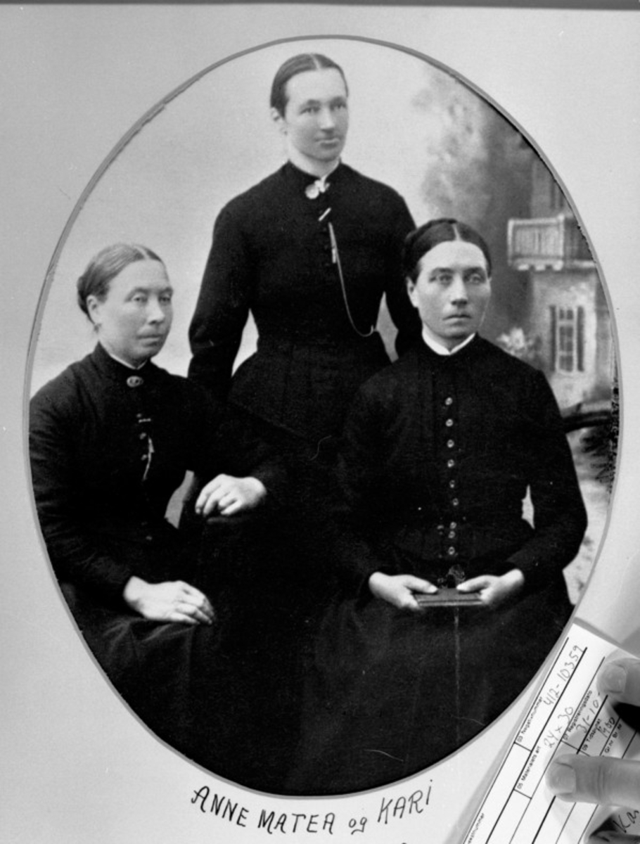 Anno Domkirkeodden, 3 søstre, Anne Olsdatter f.1839, Matea Kristiansdatter f.1843, Kari Olsdatter f.1839, Dæmengen (Dæmmingen), Brøttum, Ringsaker.
