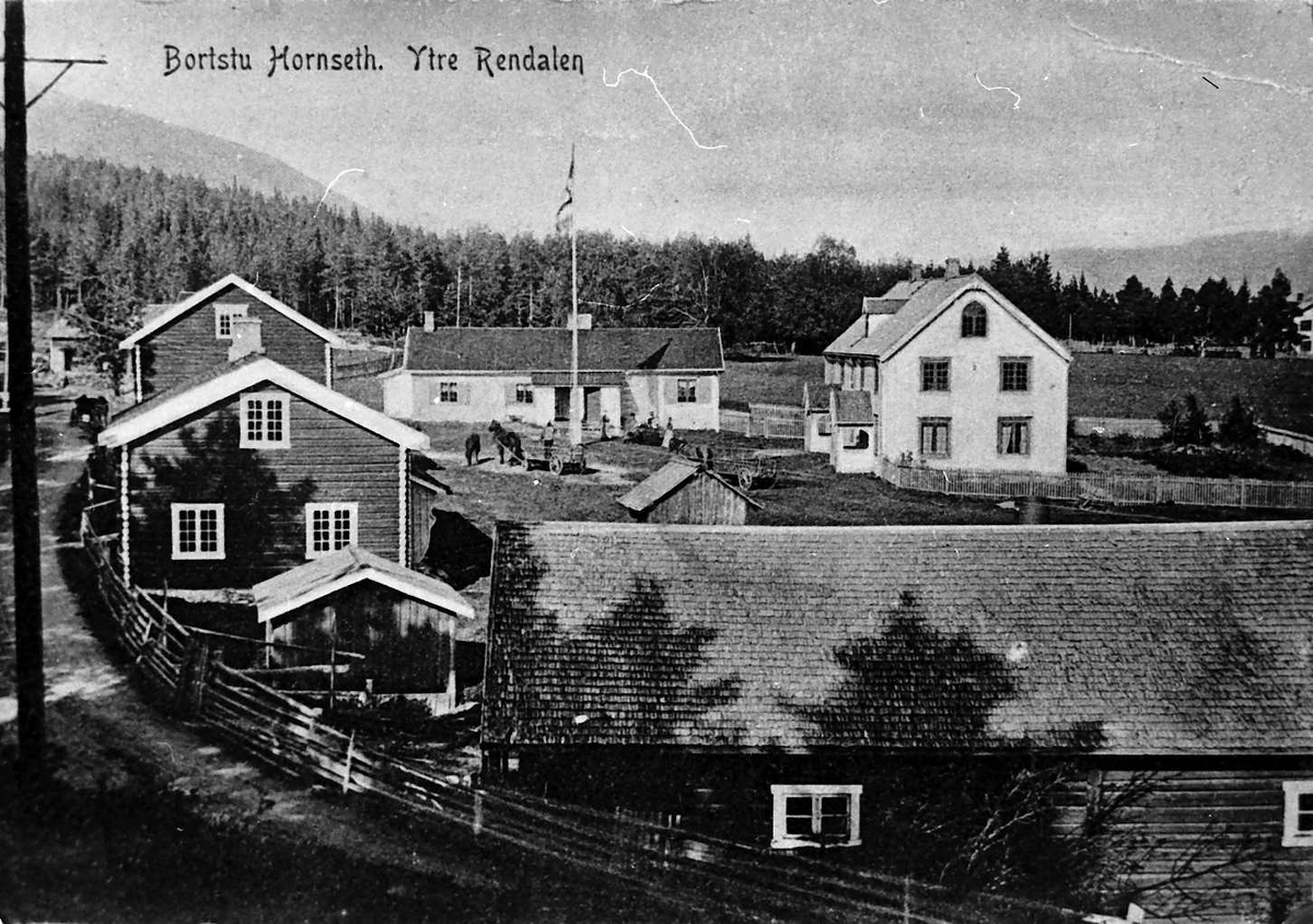 Jan Erik Øvergård, Postkort, oversikt over gardsbruk. Bortstu Hornset, Ytre Rendal