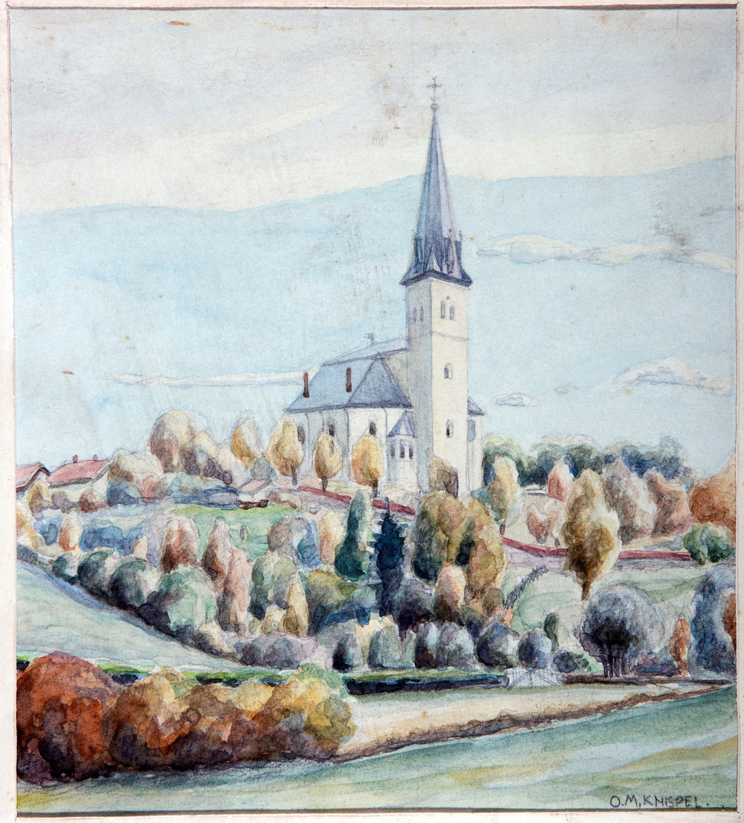 Anno Domkirkeodden, TEGNING VANG KIRKE, KUNSTNER O. M. KNISPEL