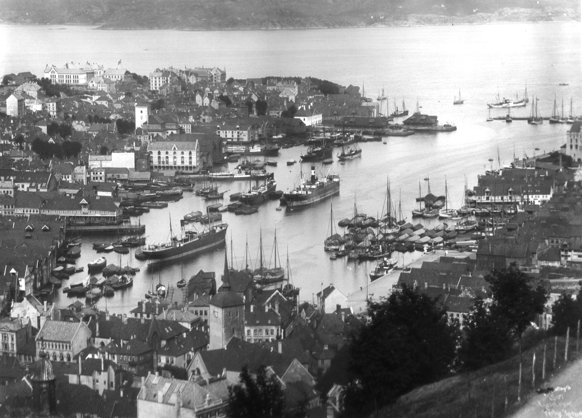 Anders Beer Wilse, Prot: Bergen - Vaagen fra Fløifjell 13. Juli 1902