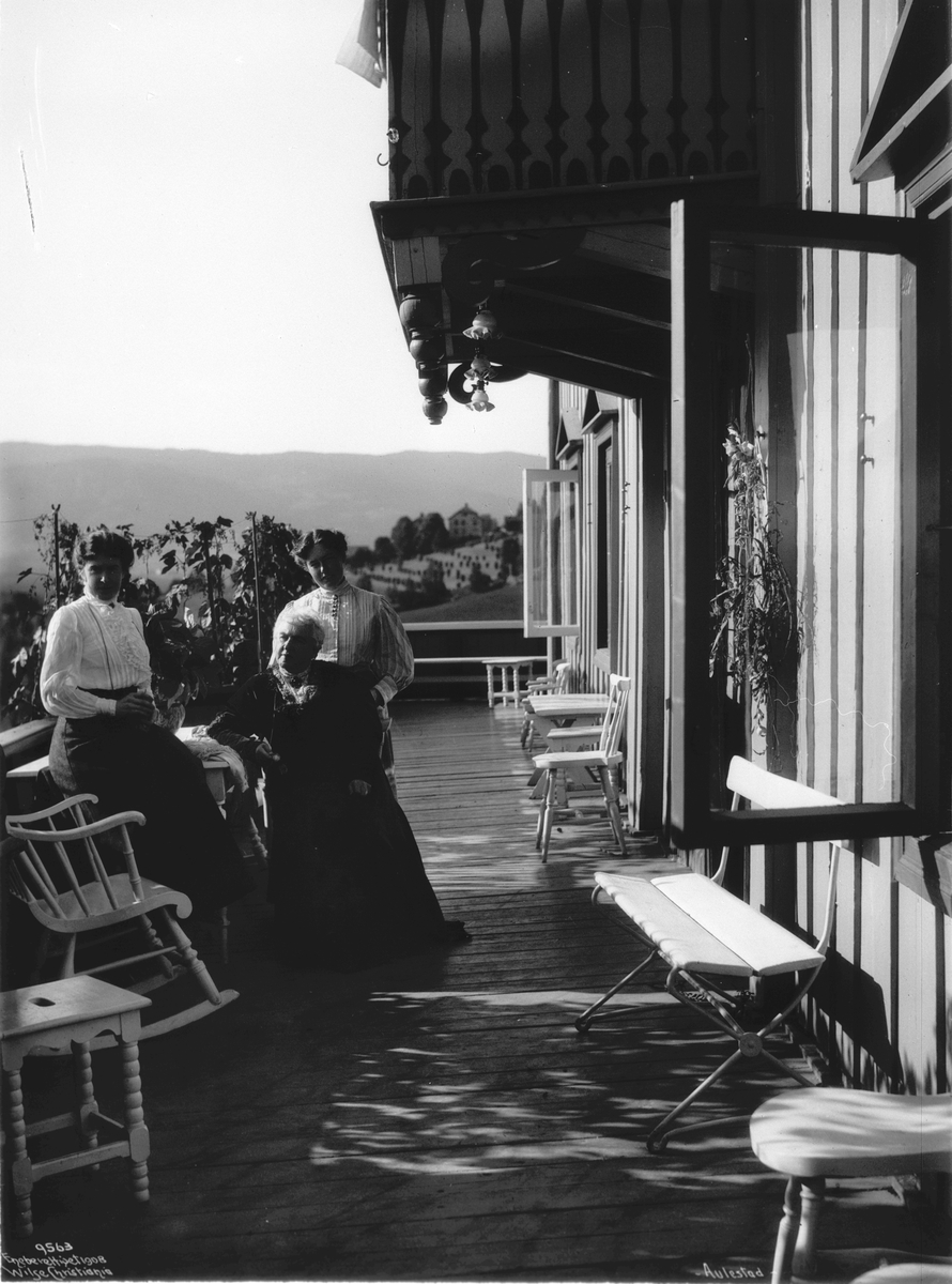 Anders Beer Wilse, Prot: Aulestad Gruppe på Verandan Fru Bjørnson, Dagny Bjørnson?, frk Finsen, 23/9 1908
