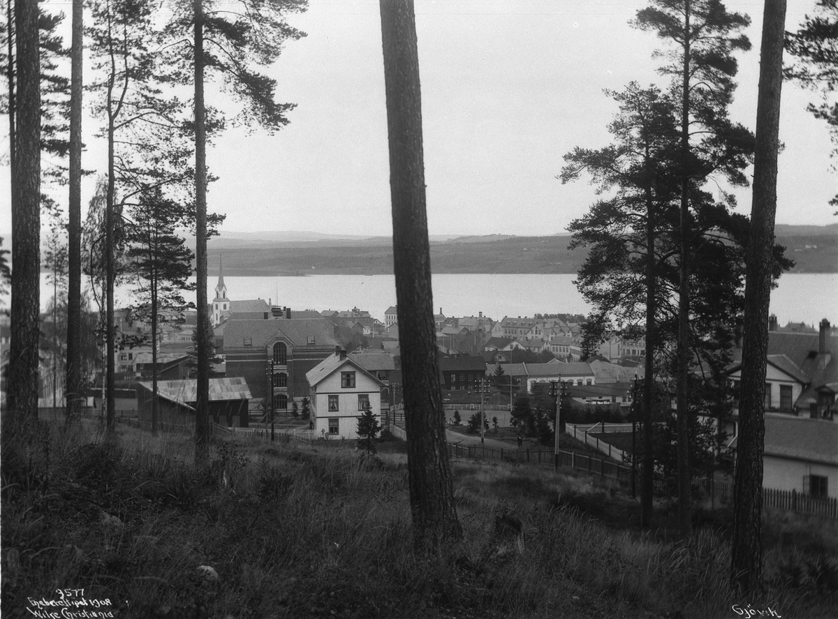 Anders Beer Wilse, Prot: Gjøvik - Oversigt med kirken og Skolen 11/10 1908