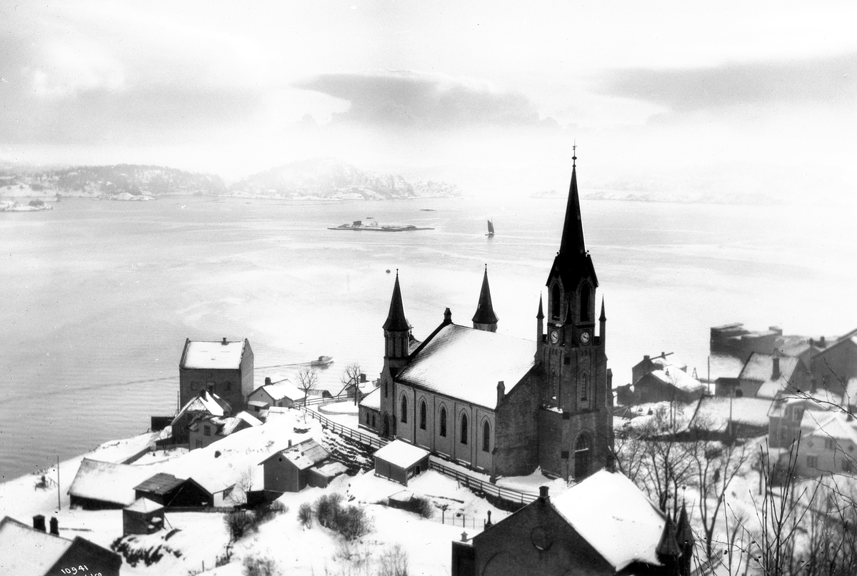 Anders Beer Wilse, Prot: Kragerø - Kirken set fra Skriverheien 3/12 1909