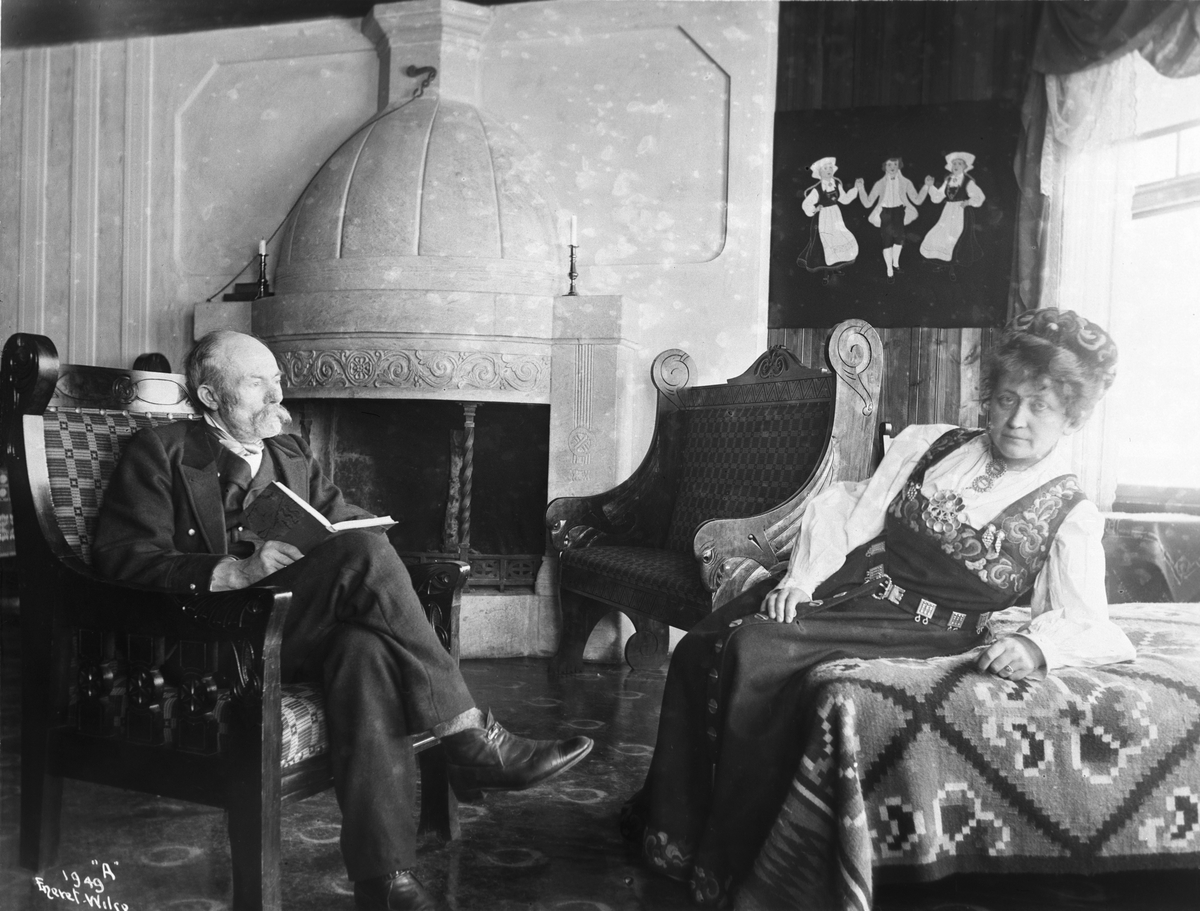 Anders Beer Wilse, Prot: Arne Garborg og Frue i Peisestuen 29/12 1910