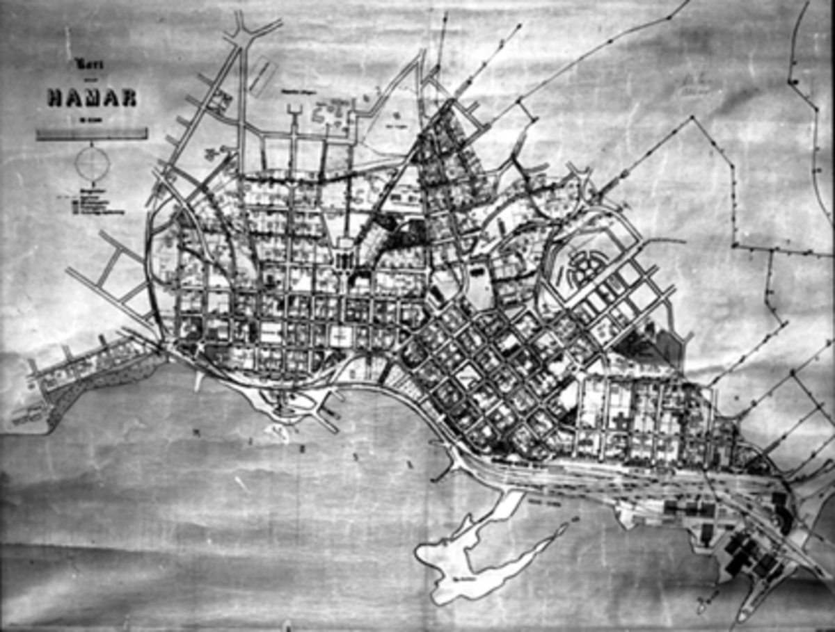 Anno Domkirkeodden, KART, HAMAR 1933, 1:2000.