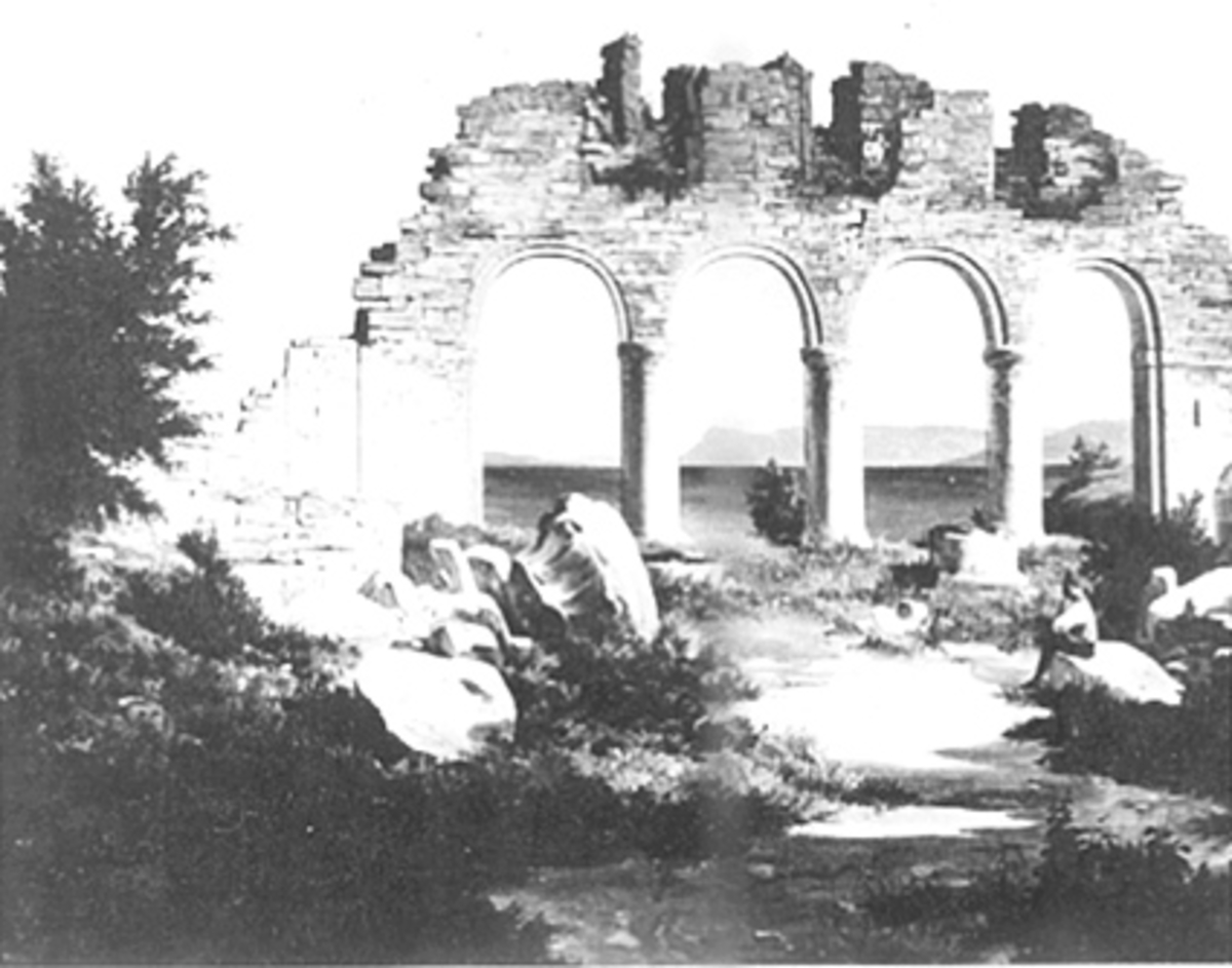 Anno Domkirkeodden, REPRO MALERI, DOMKIRKERUINEN, JOACIM FRICH, SØYLEREKKE