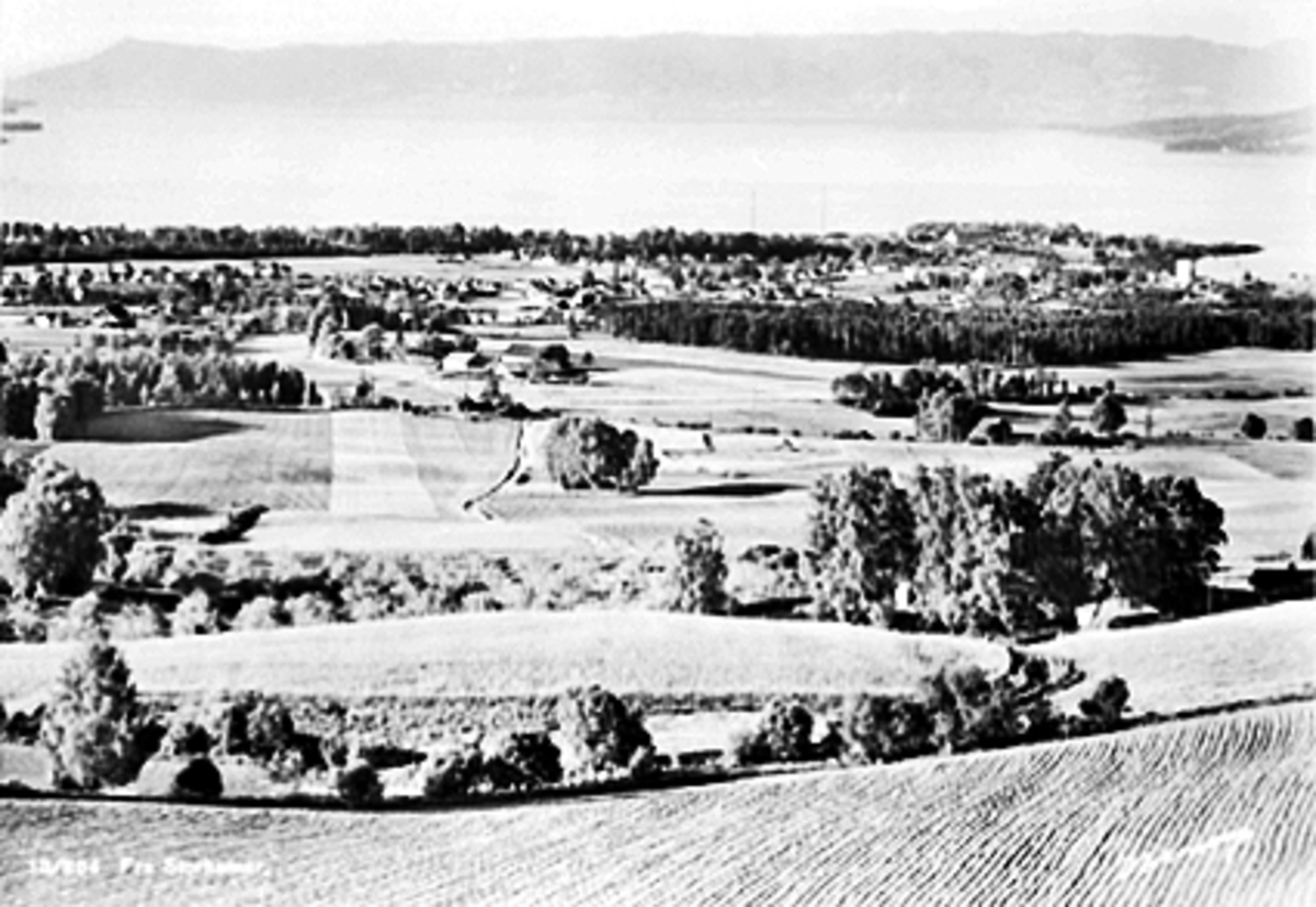 Anno Domkirkeodden, UTSIKT FRA SKISTUA MOT MJØSA, STABBUR, UTHUS, HOEL GÅRD
