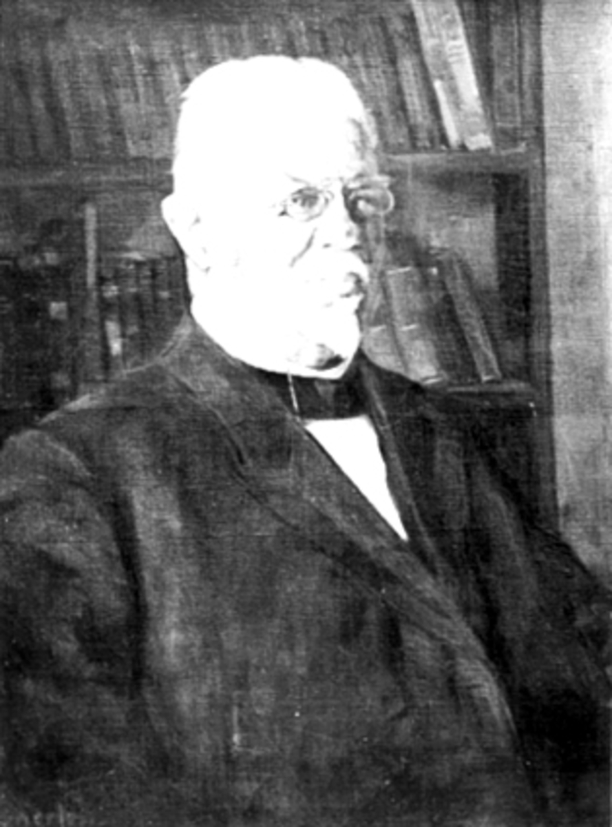 Anno Domkirkeodden, MALERI PORTRETT AV OVERLÆRER OG REDAKTØR KRISTIAN THAULOW PETERSEN. Født 2. juli 1849, d. 5. juli 1923. Han var sønn stiftprost i Trondhjem (og stortingsmann) Christian Petersen og Maria Magdalena Thauwlov. Ansatt ved Hamar off. høiere almenskole fra 1878 til 1922, og var medarbeider i Hamar Stifts…