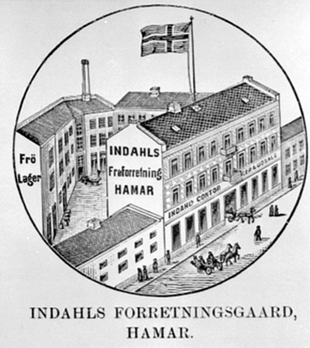 Anno Domkirkeodden, TRESNITT AV INDAHLS FORRETNINGSGÅRD, INDAHLS FRØFORRETNING, GRØNNEGATA 12