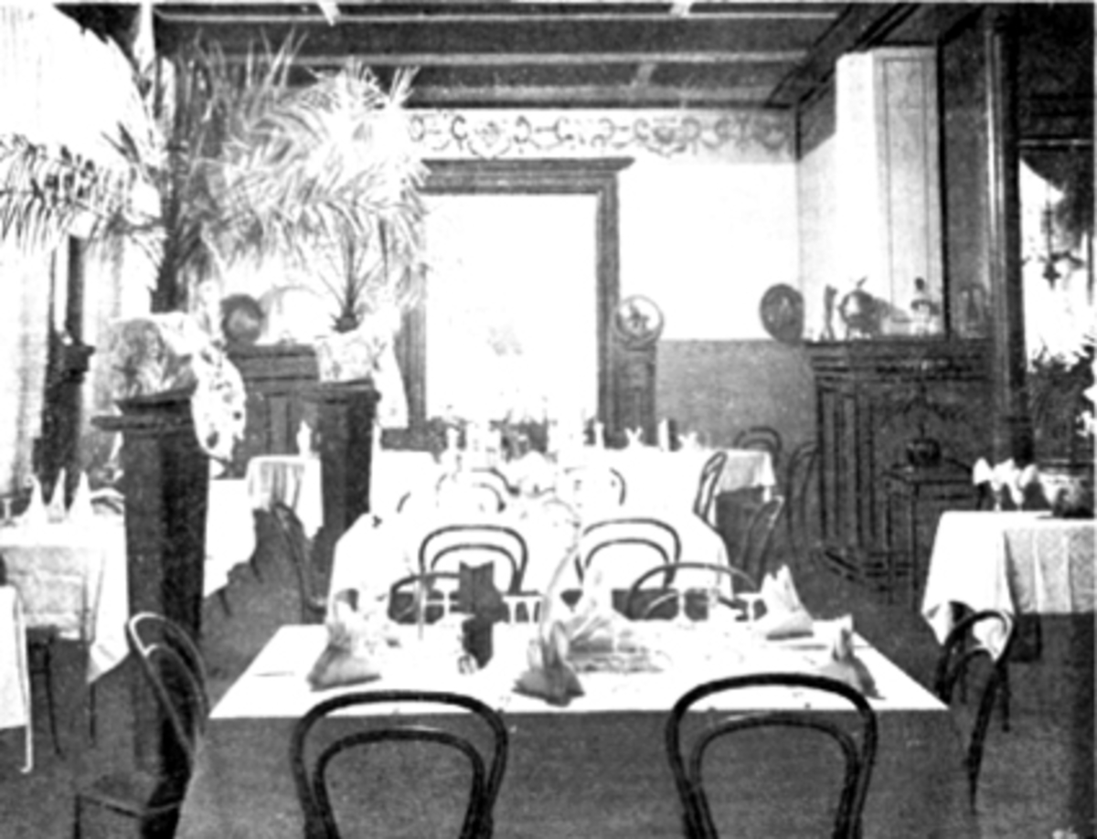 Anno Domkirkeodden, INTERIØR SPISESALEN, GRAND HOTELL, TORGGATA. 1.