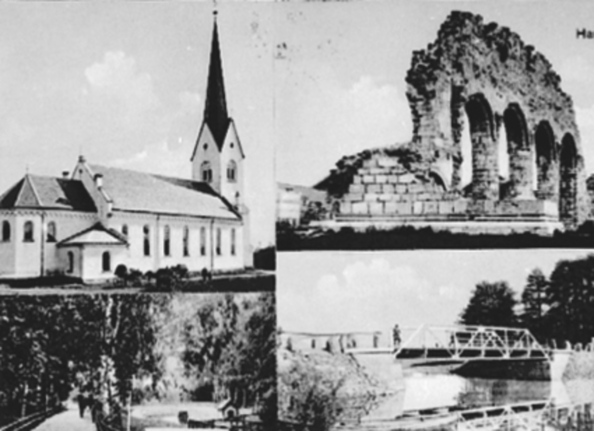 Anno Domkirkeodden, 4 DELT KORT, HAMAR DOMKIRKE, DOMKIRKERUINENE, HAMAR PARK, DISEN BRO