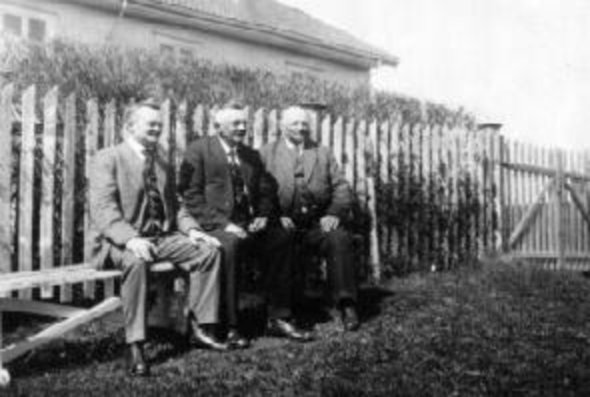 Anno Domkirkeodden, Tre branntakstmenn på Sveinhaug, Ringsaker. Fra venstre er J. Windju, L. Tokstad, O. Saugstad.