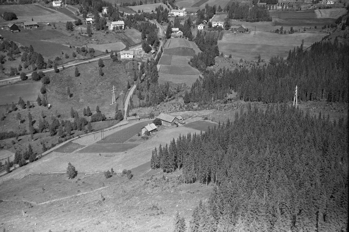 Anno Domkirkeodden, Flyfoto av Lismarka. Bebyggelse rundt Nygårdskrysset i Lismarka 1955.
