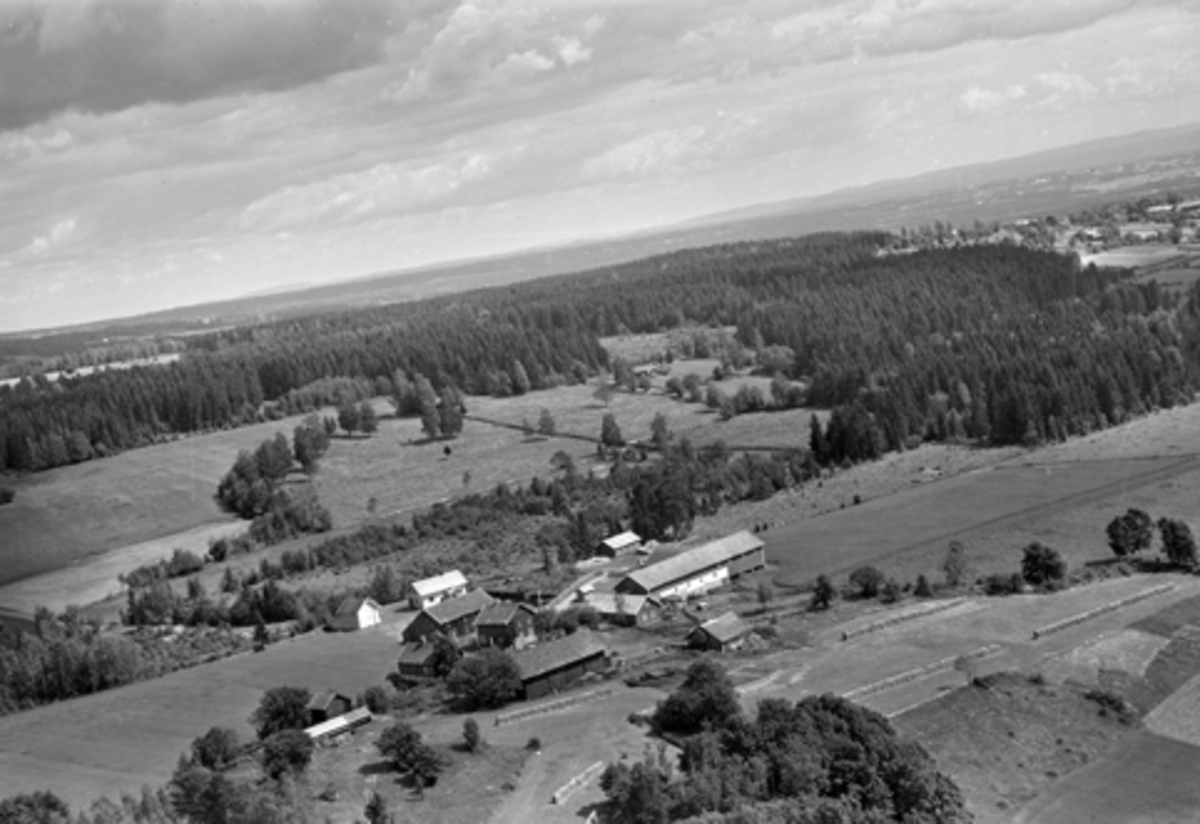 Anno Domkirkeodden, Flyfoto av Hellerud gard, Furnes, Ringhsaker, landskap.