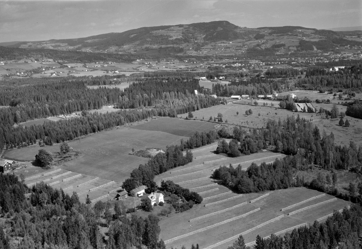 Widerøes Flyveselskap A/S, Flyfoto av Borgen feriekoloni, utsikt mot Brumunddal og Høsbjør.