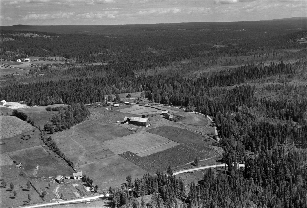 Widerøes Flyveselskap A/S, Flyfoto av Haugsvea nedre gard, Åsmarka, Ringsaker.