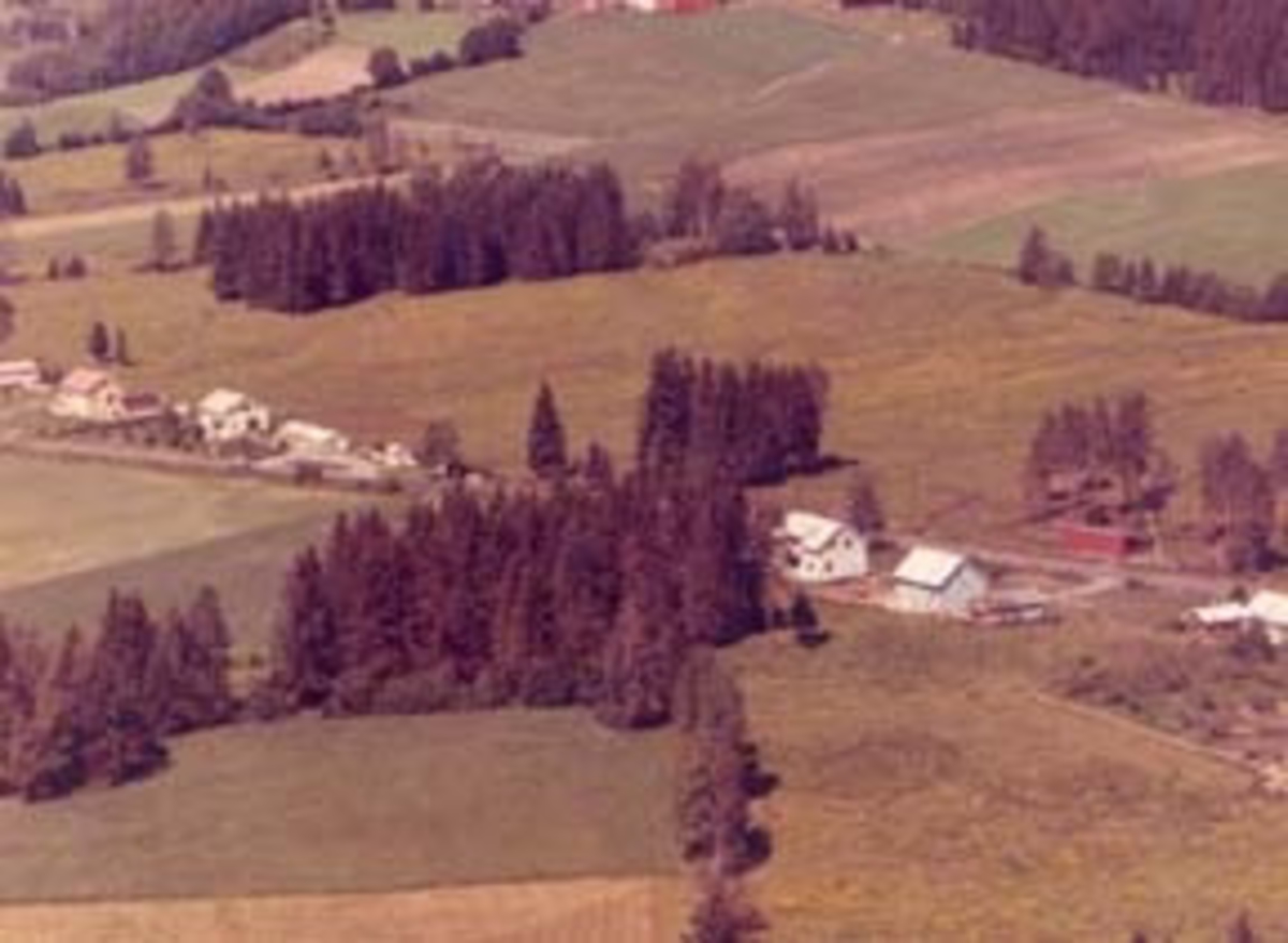 Widerøes Flyveselskap A/S, Flyfoto av Fagerheim, bebyggelse langs gamle riksevegen på Bergshøgda, Furnes, Ringsaker.