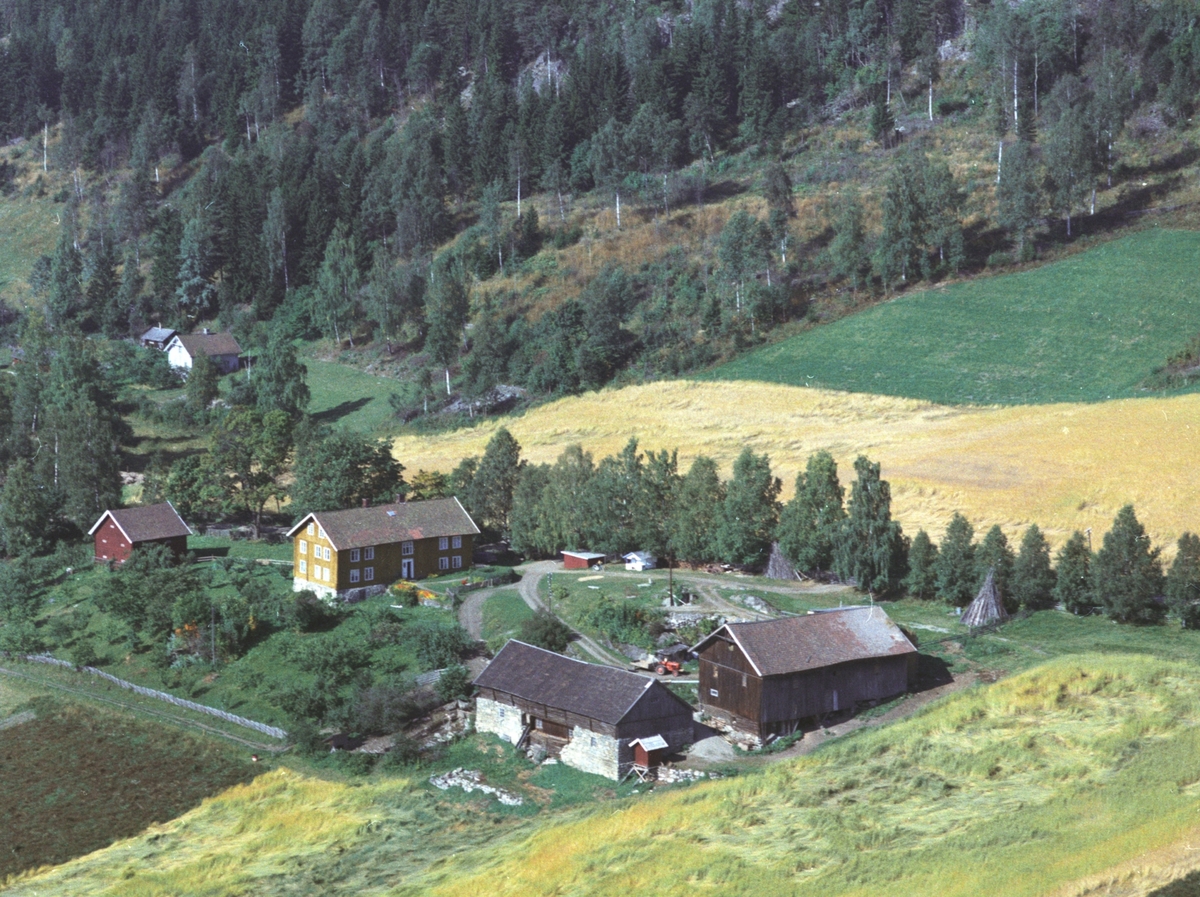 Widerøes Flyveselskap A/S, Flyfoto av Kjos gard med Engen, Rudshøgda, Ringsaker.