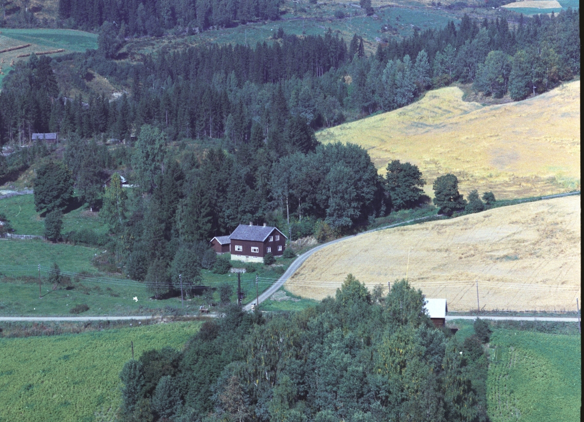Widerøes Flyveselskap A/S, Flyfoto, Skybergseie (Dampen, Stampen ?), Rudshøgda, Ringsaker.