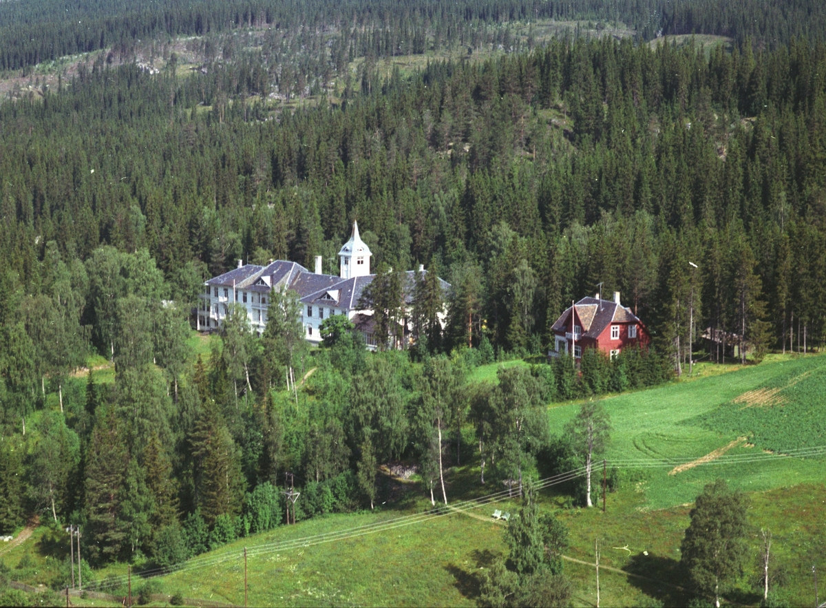 Widerøes Flyveselskap A/S, Flyfoto av Mesnalia kursted, Ringsaker med omegn. Overlegeboligen.