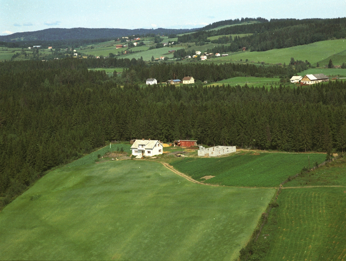 Widerøes Flyveselskap A/S, Flyfoto, småbruk, Mølstadmoen vestre, Nes, Hedmark.