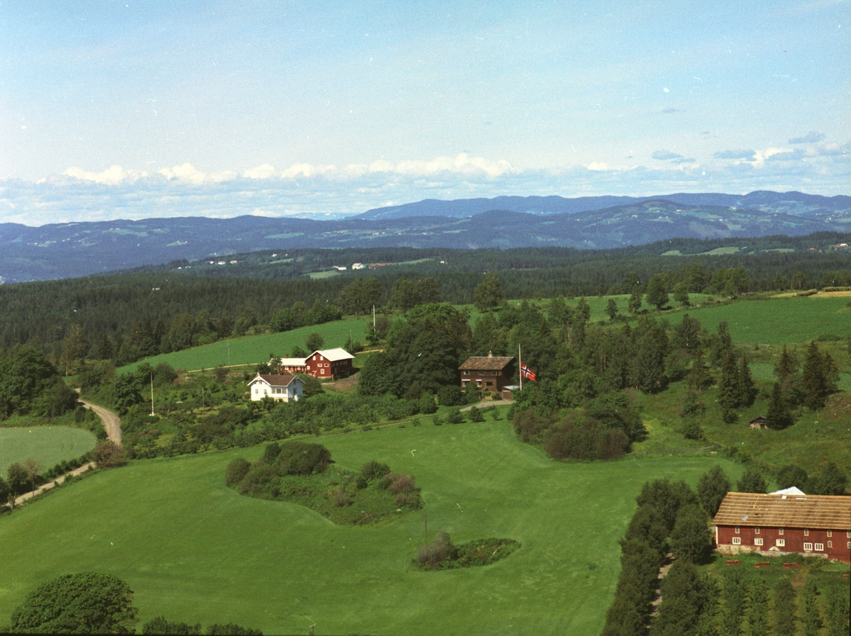 Widerøes Flyveselskap A/S, Flyfoto, småbruk, Askheim, flagg, Nes, Hedmark.