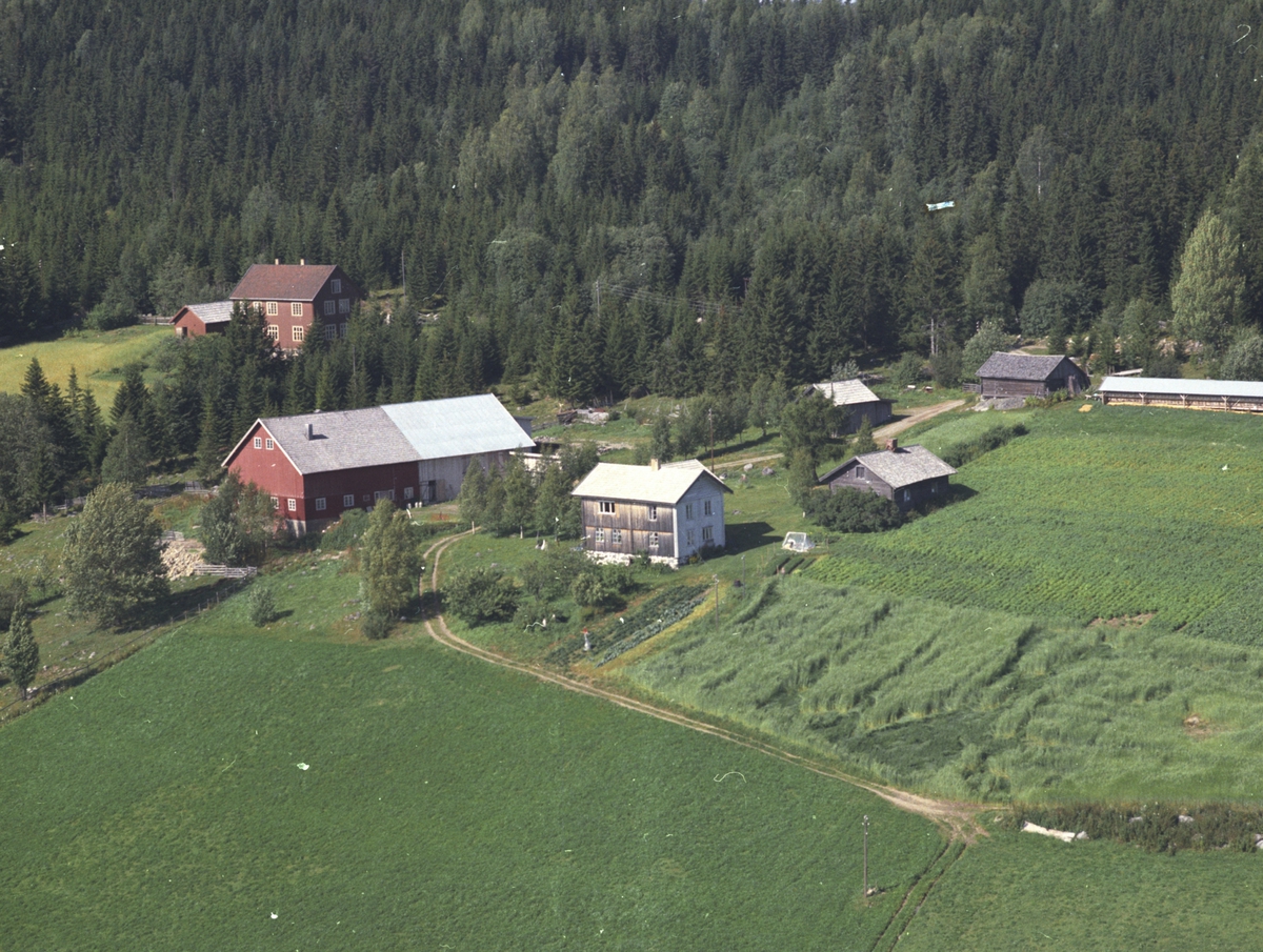 Widerøes Flyveselskap A/S, Flyfoto av Sørbruket, Lismarka, Ringsaker. Bruket skole øverst til venstre.