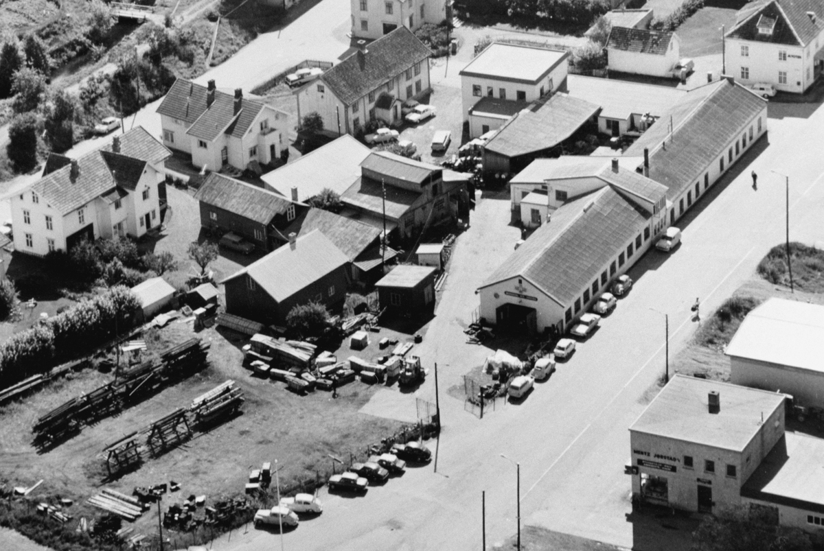 Anno Domkirkeodden, Flyfoto, Brumunddal sentrum, Hymas A/S, Gamlegata, Nygata.