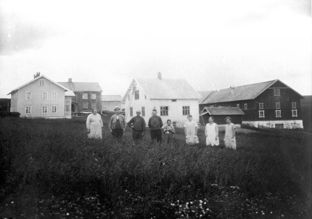 Anno Domkirkeodden, Gardstun, Ånnerud, Veldre, Ringsaker. Laura Hemma f. 1879, Ole Hemma f.1869, Tore Hemma f.1902, Johannes Hemma f.1906, Olav Hemma, Lilly Hemma f.1909, Kristine Hemma 1904, Elbjørg Hemma f.1900.