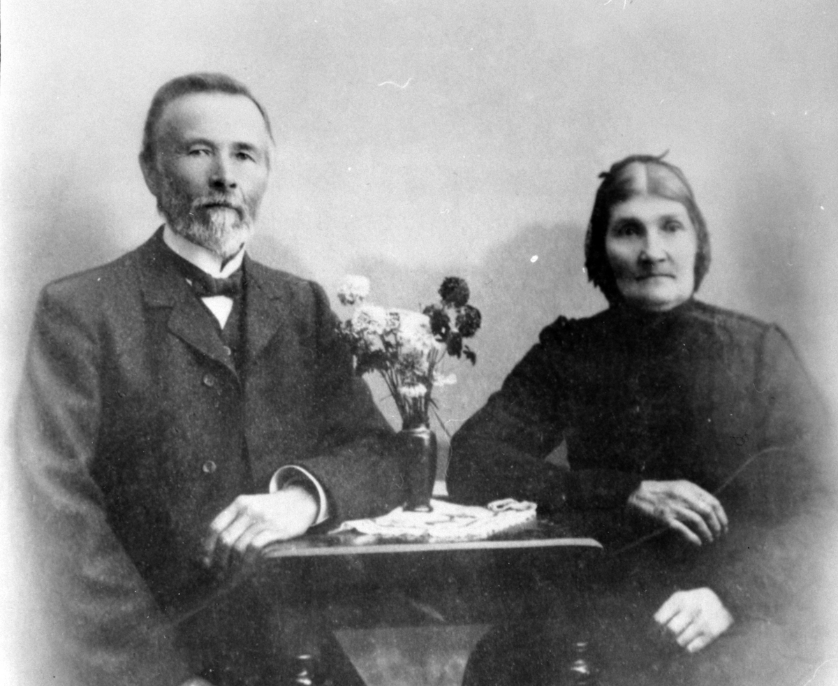 Anno Domkirkeodden, Ektepar. Lærer Johannes Børresen Torud (1842-1922) og hustru Karen Eriksdatter f.Lysrud (1839-1916). Penningrud lille, Stavsjø.