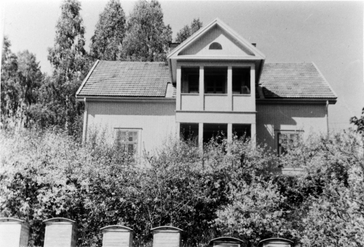 Anno Domkirkeodden, Huset til Arnt L. Hornæss, bygd av stasjonsmester Ludvig Jensen i 1926. Ringsaker. Bikuber i hagen.