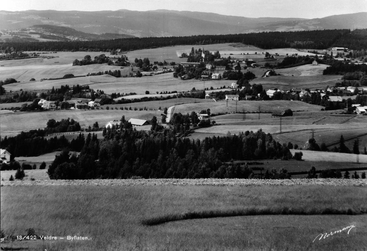 Anno Domkirkeodden, Utsikt mot Byflaten og Veldre kirke, Ringsaker.