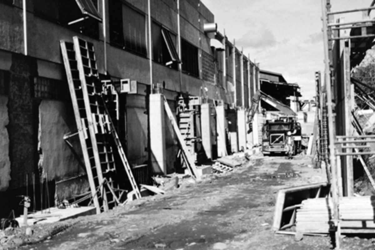 Anno Domkirkeodden, Berger Langmoen A/S, Norske Skog, Brumunddal. parkettfabrikken utvides. Nybygg P2-2.