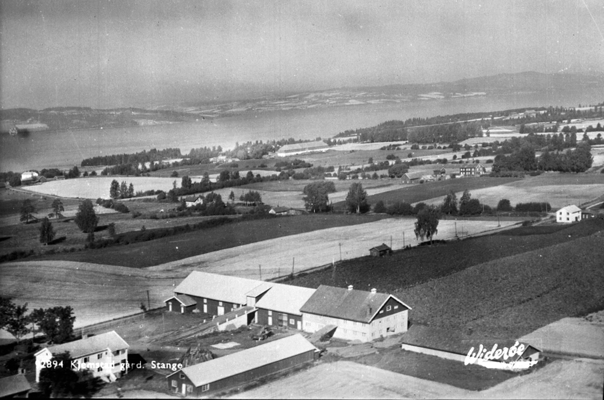 Widerøes Flyveselskap A/S, FLYFOTO KJEMSTAD, STANGE, POSTKORTNEGATIV