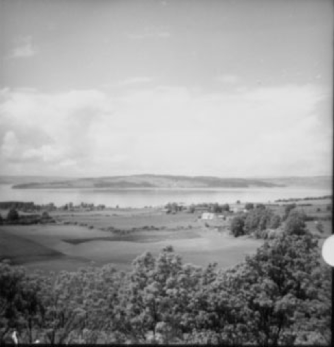 Anno Domkirkeodden, Utsikt fra tårnet i Stange kirke mot Mjøsa og Helgøya.