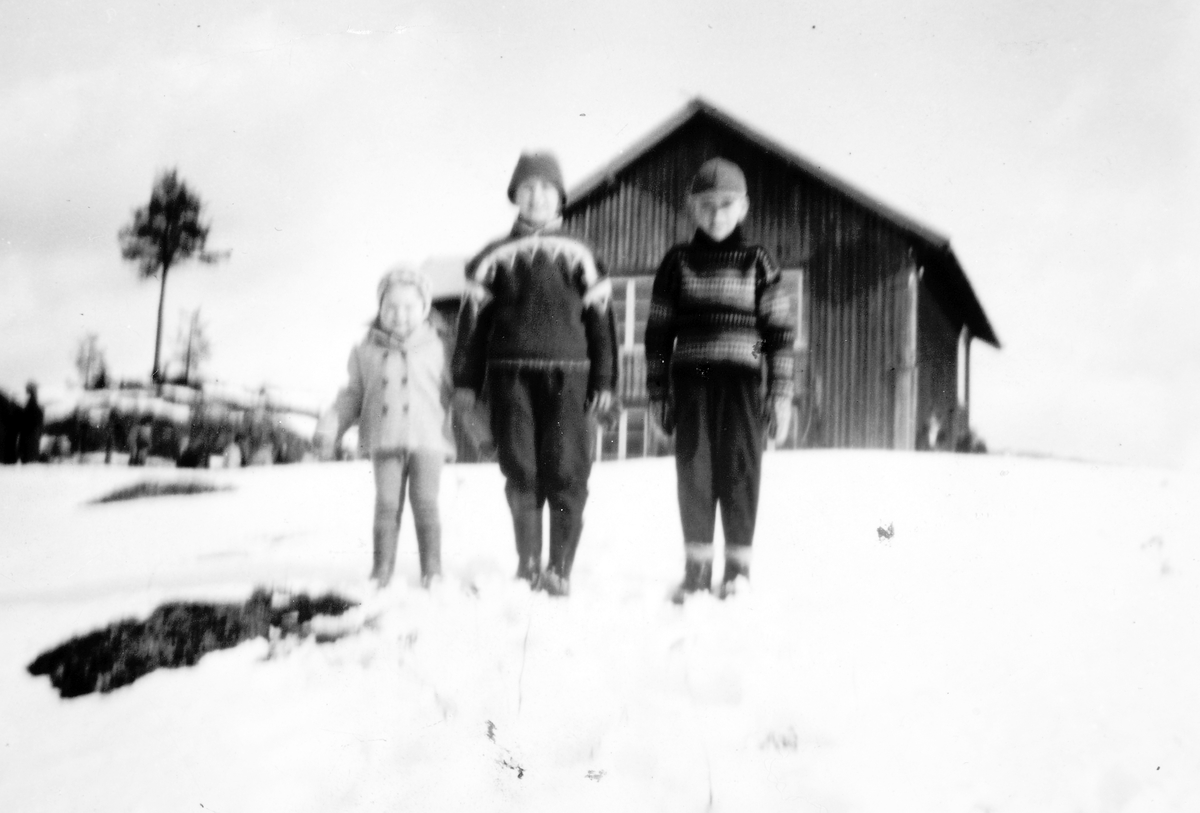 Ukjent, Knuken 1964. F. v. Anne Fjellberg f. 1958, Grethe Fjellberg f. 1953, Henry Strand f. 1950