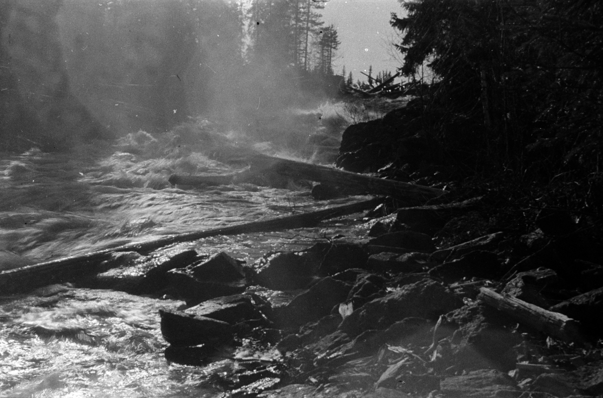 Adolf Skjegstad, TØMMERFLØTING, ELV, FOSS, UKJENT STED.