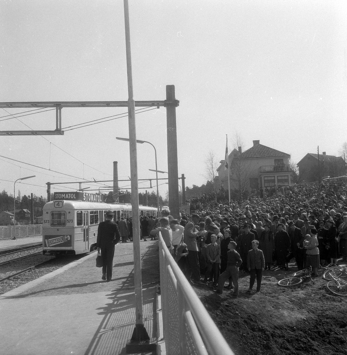 Adolf Skjegstad, Lambertseterbanen, åpning 28.04.1957. Sporvogn, trikk, bybane. Østbanen-Lamberseter.