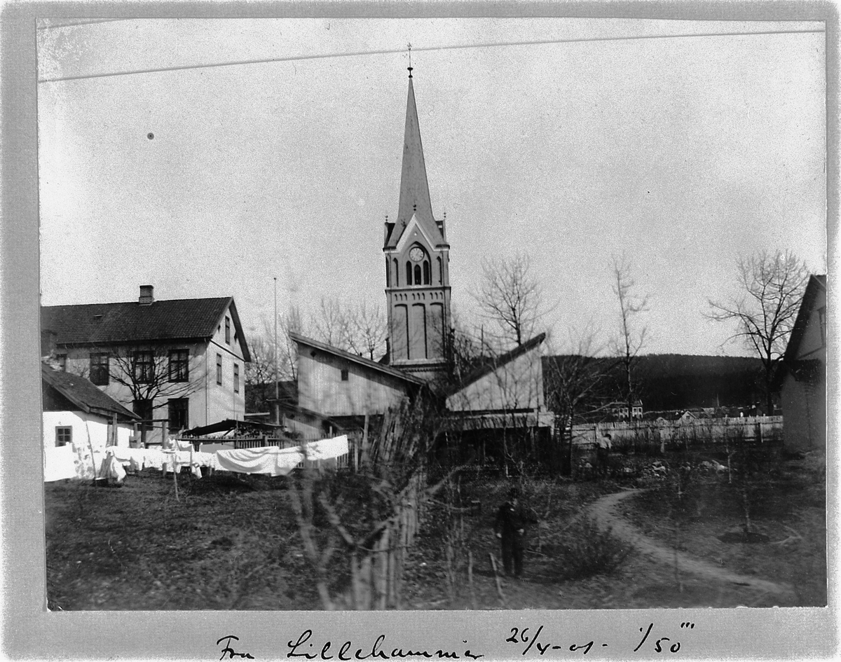 Johan Albert Steen, LILLEHAMMER, BEBYGGELSE, KIRKE, KLESVASK TIL TØRK PÅ SNOR. 26-4-1901.