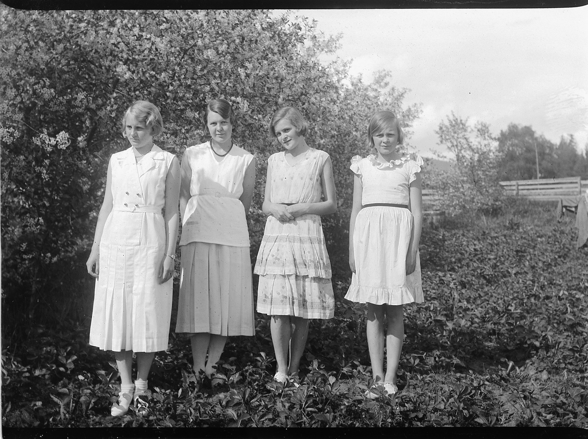 Mikkel Sveinhaug, GRUPPE 4 UKJENTE JENTER I KJOLE, ØYMO, RING 1932.