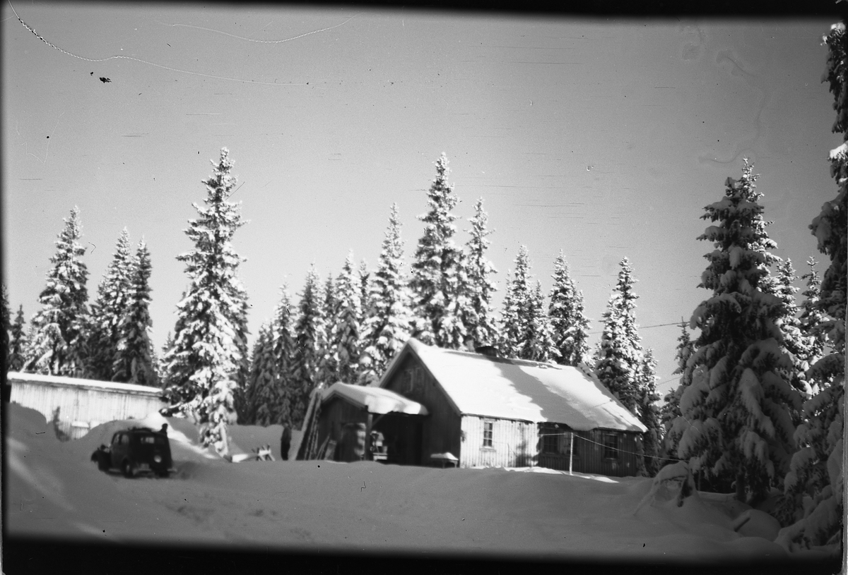 Håkon Prestkværn, Vinterlandskap. Hus i skogen.
