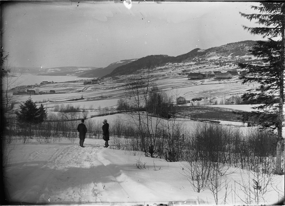 Kristoffer Horne, RING i Ringsaker, VINTERLANDSKAP. Smestad og Høyby t. v, Øvre Fjelstad t. h.