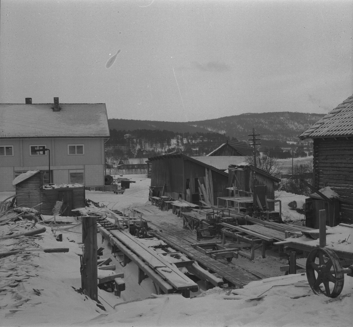 Per Magne Grue, Os, Nøra Sagbruk, Maskiner, Sag, Vinter