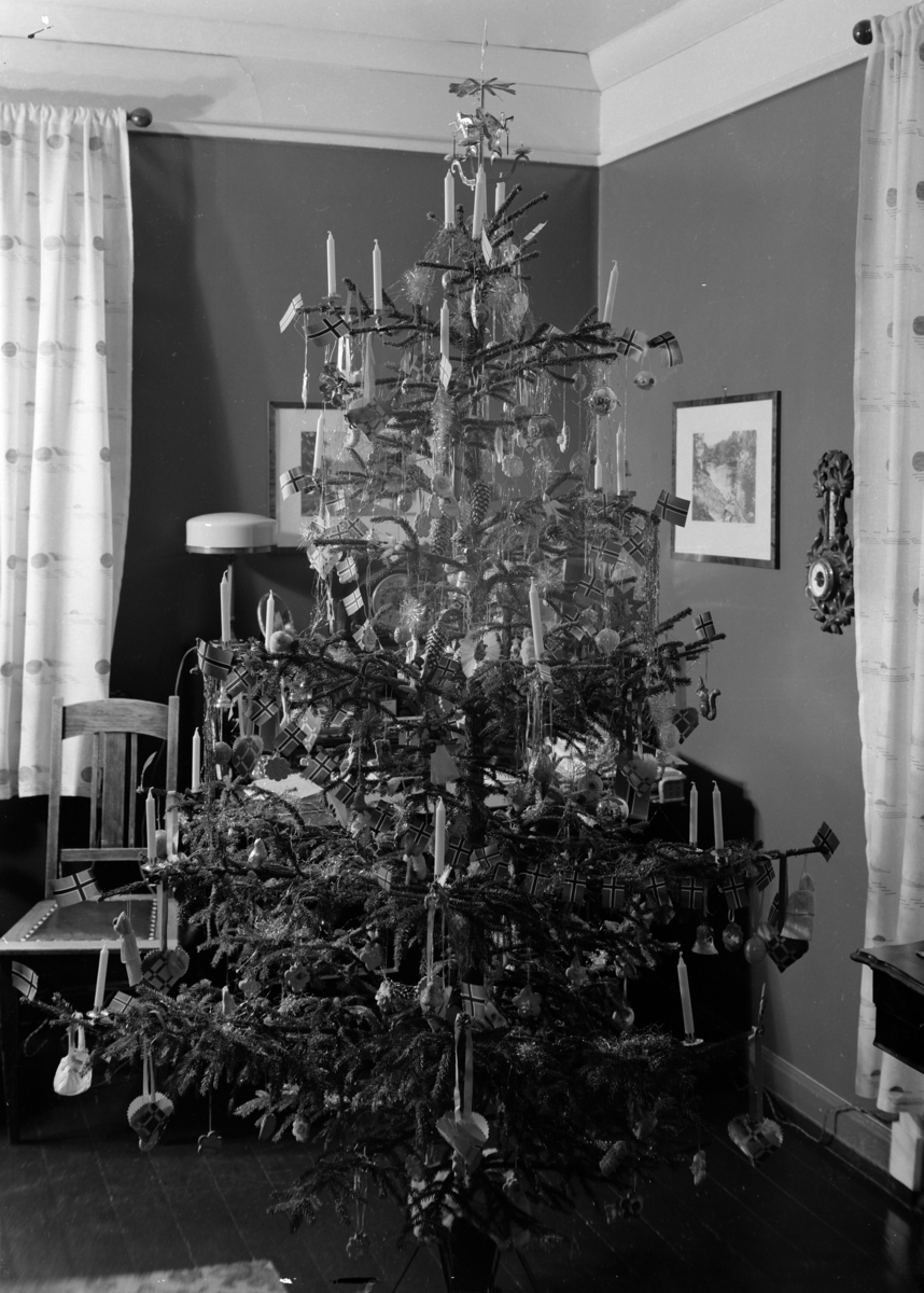Normann Fotoatelier, Lærer Nyseth. Pyntet juletre.