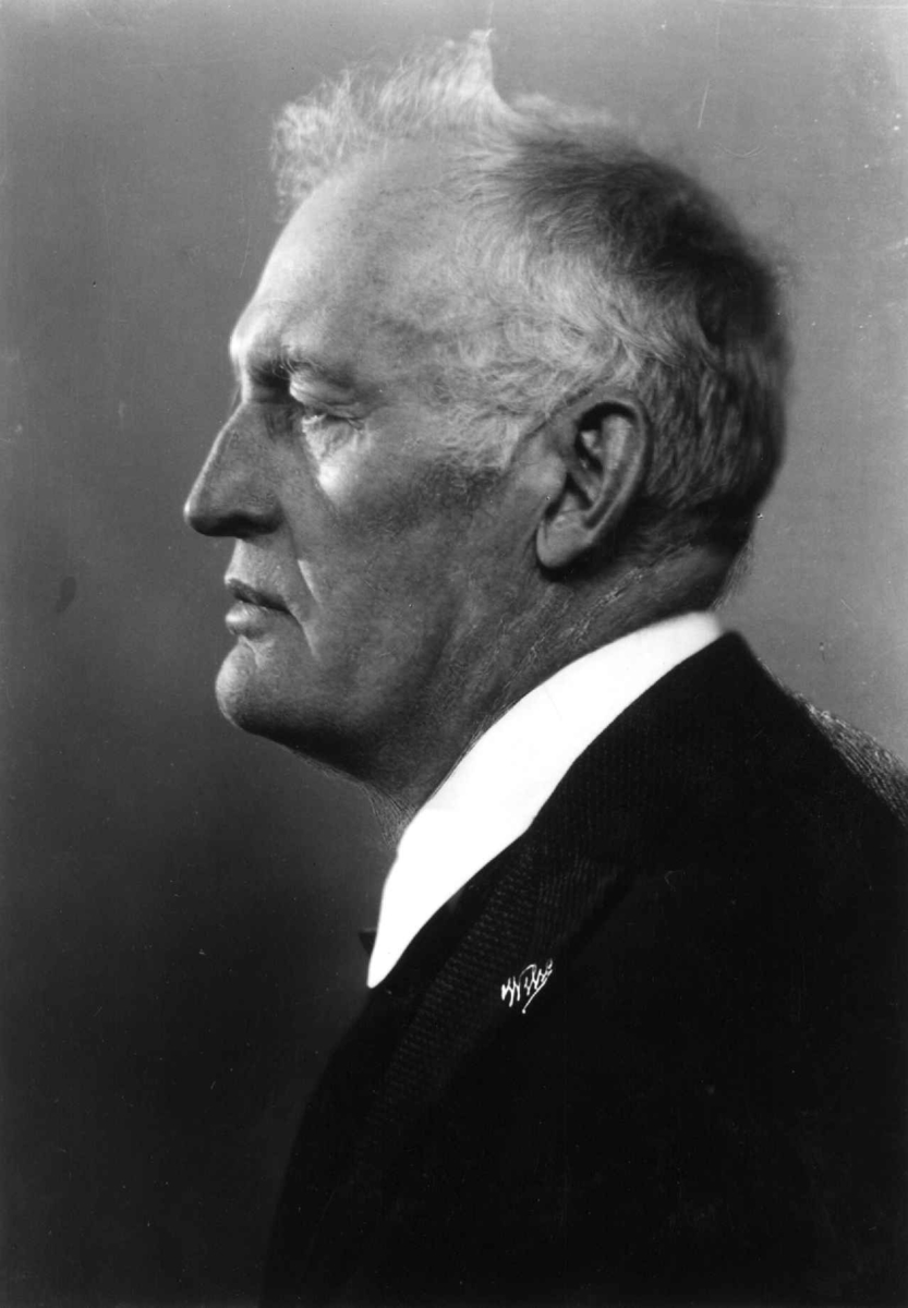 Anders Beer Wilse, Kunstneren og maleren Edvard Munch fotografert i profil av Anders Beer Wilse i 1933.