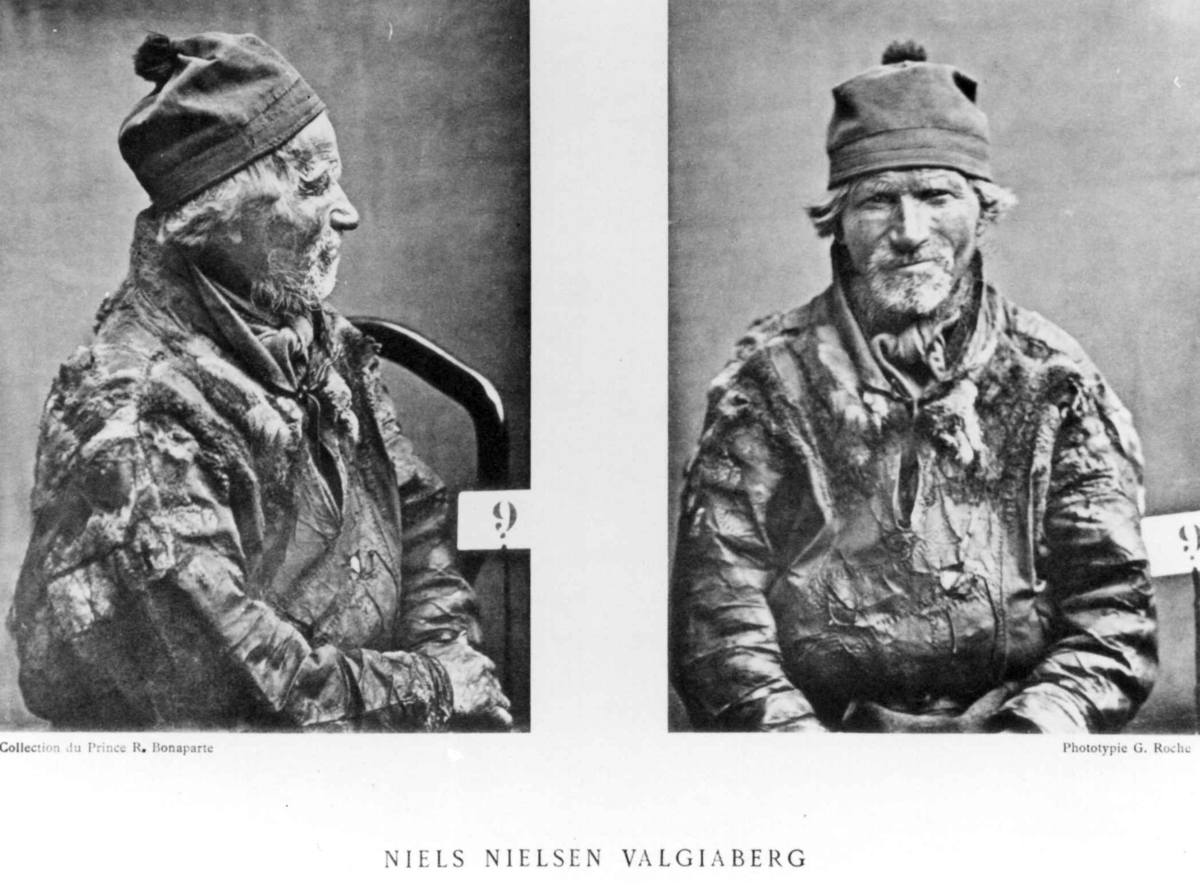 G. Roche, Roland Bonaparte sin samling. Portrett av Nils Nilsson Valkeapää, oldefar til Nils-Aslak og Nils-Henrik Valkeapää. Inngår i Bonapartes sameportretter som nr. 9. Bonaparte